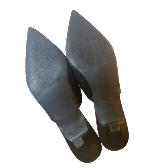 NWT Steve Madden Kees Black Satin Rhinestone Buckle Kitten Heel Mule Size 8.5 - Picture 15 of 16
